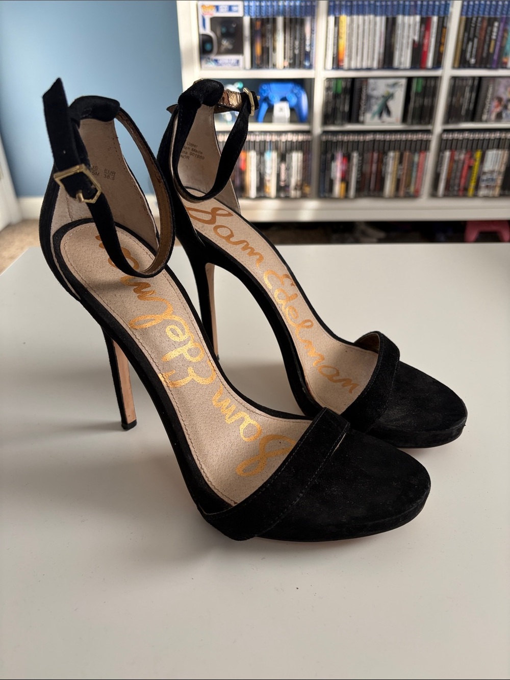 Sam Edelman Eleanor Suede Open Toe Strap Stiletto Heels Size 8.5